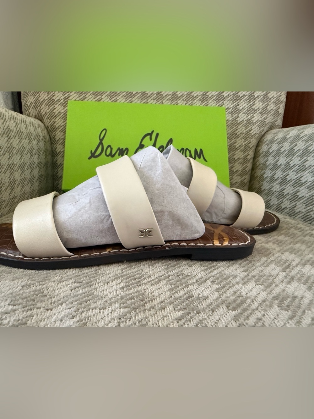 Sam Edelman Ivory Double-Band Slide Sandals - Picture 4 of 5